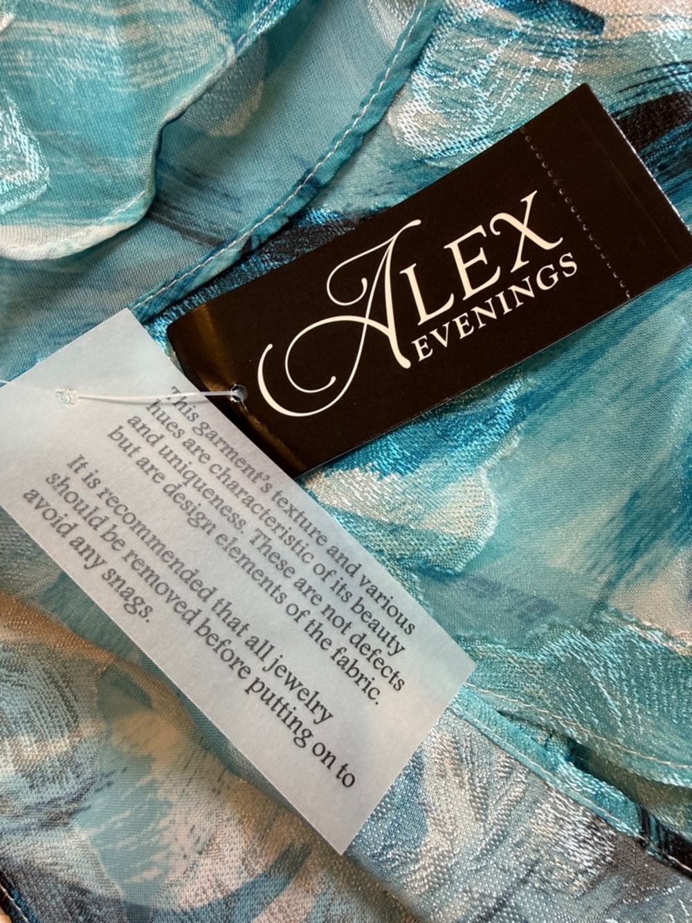 Alex Evenings Teal & White Abstract Sheer Blouse Size S - Picture 6 of 7